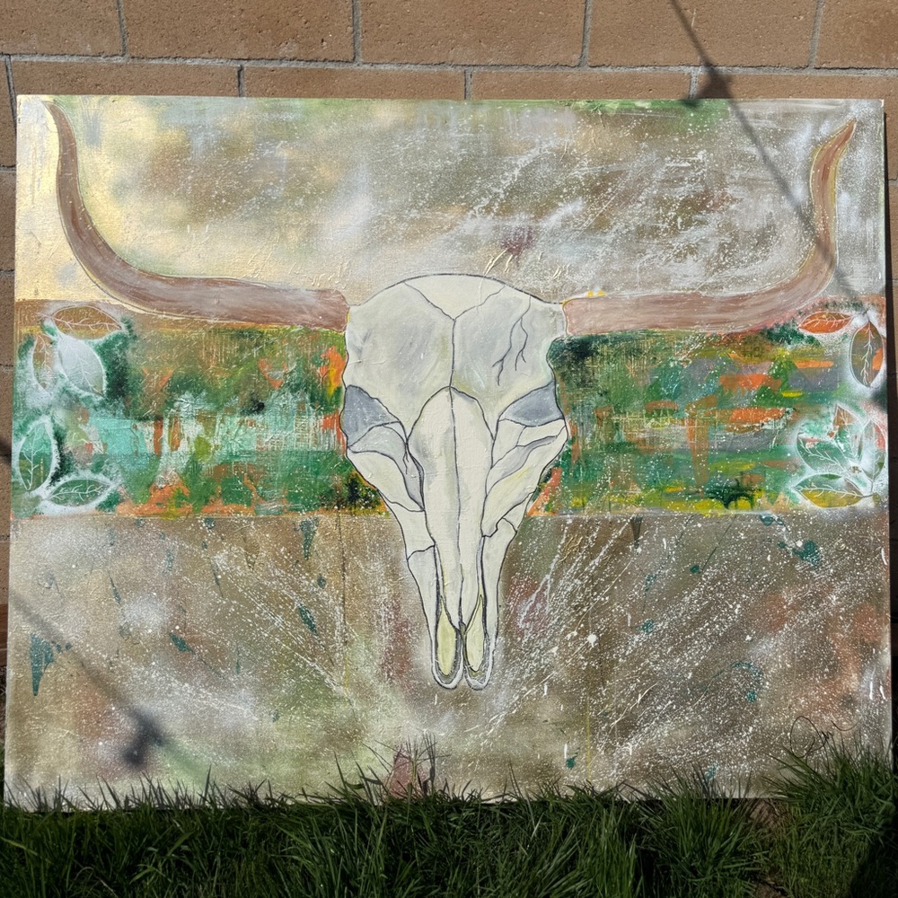 Abstract Bull Skull Canvas Art